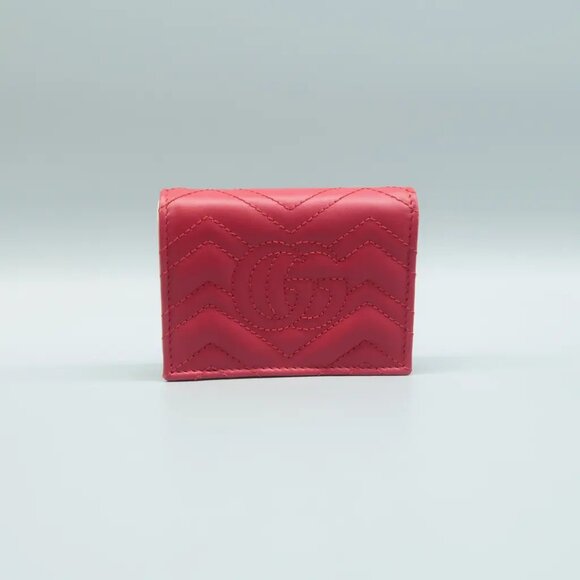 100% Authentic GUCCI GG Marmont Red Leather Wallet - Picture 2 of 12